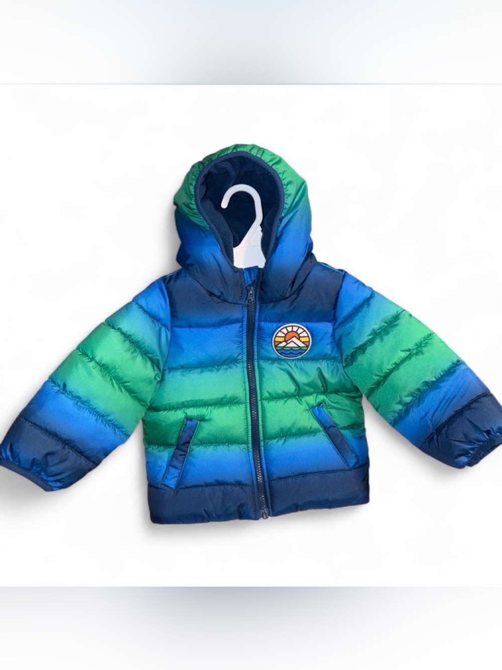 jumping beans Blue-Green Ombre Hooded Puffer Jacket